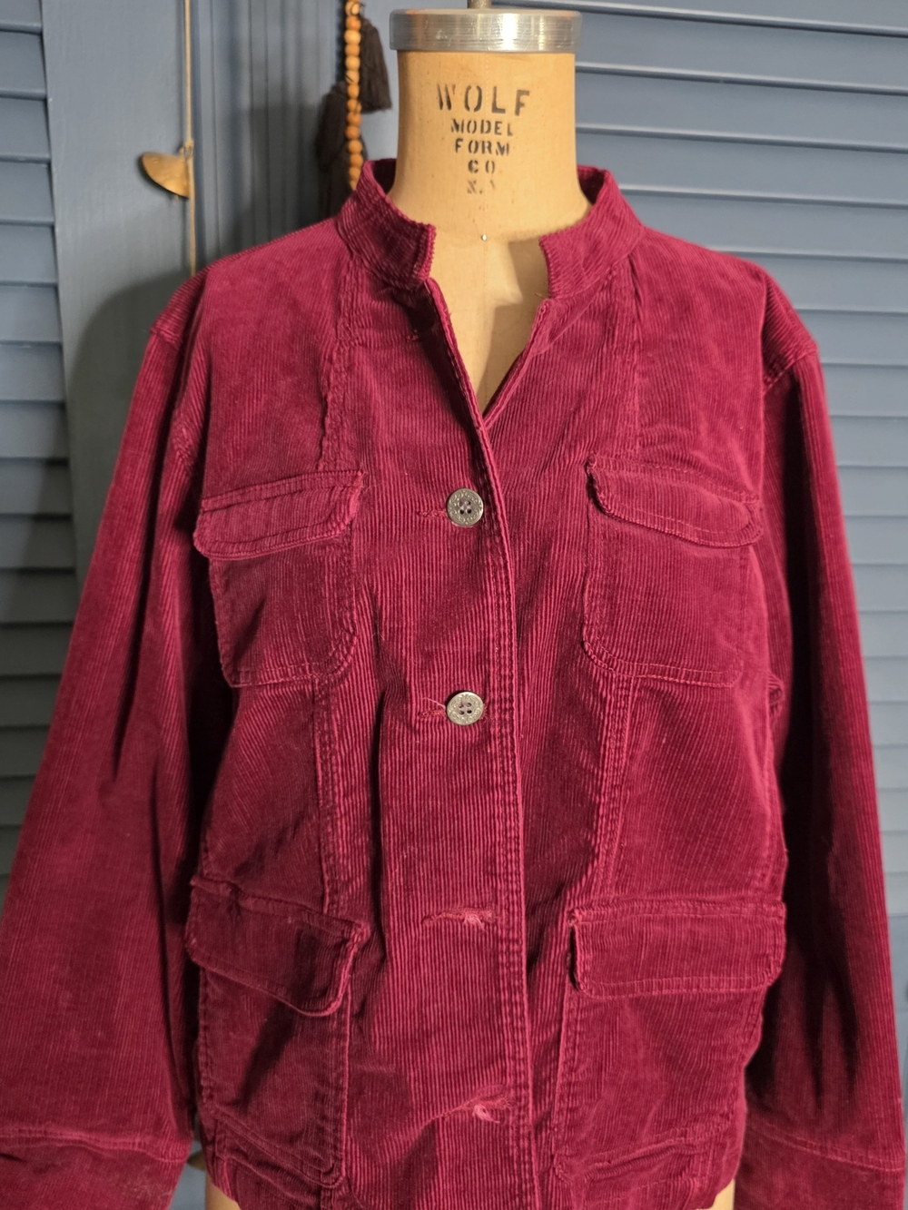 VTG Charter Club Magenta Corduroy Utility Chore Jacket L